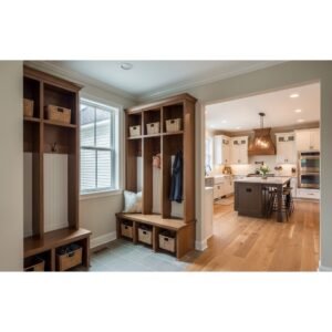 Mudroom connected to kitchen helping improve organization and daily family flow.