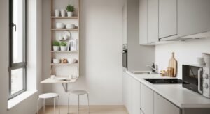 small kitchen renovation with vertical storage and space saving design