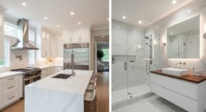 modern kitchen remodel and bathroom renovation interior design
