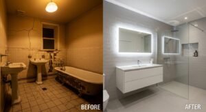 Bathroom remodel before and after renovation comparison