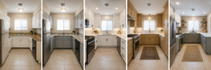 Comparison of budget, mid-range and premium small kitchen remodels